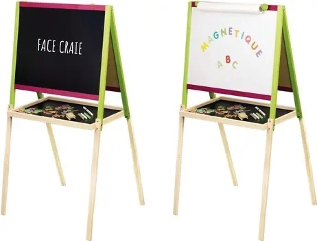 Jeujura multifunktionale Holz-Kreativtafel beidseitig mit Zubehör 56 × 43 cm