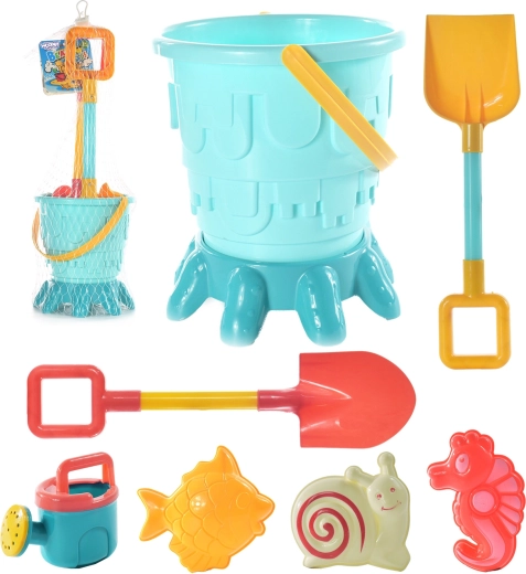 Woopie Sandspielset im Eimer mit Förmchen, Schaufeln und Gießkanne (7 tlg.)