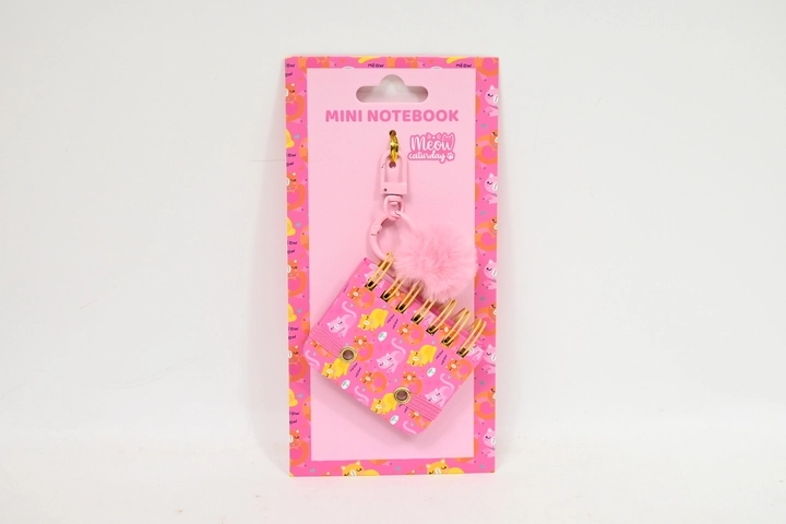 Stnux Mini-Notizbuch als Schlüsselanhänger, rosa mit Kätzchen – 1 Stück