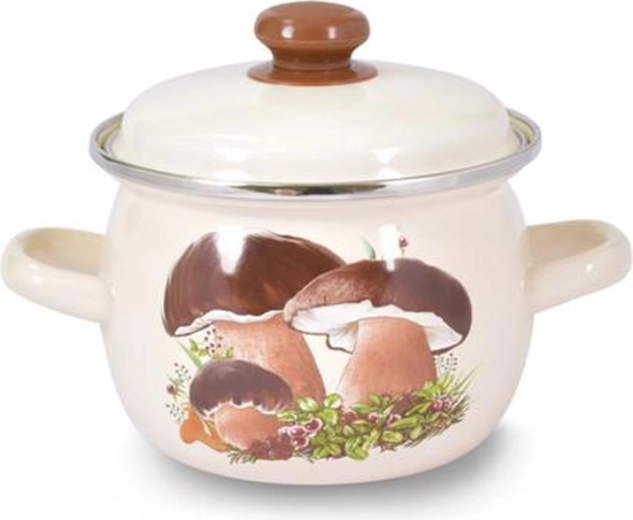 Emaillierter Topf mit Deckel TORO 2,5 l – Pilze