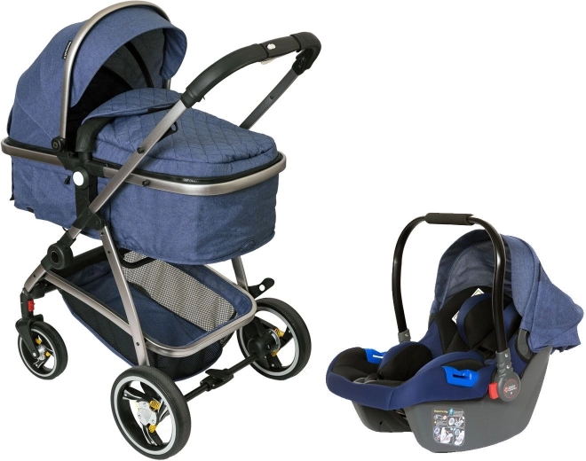 Bauerkraft multifunktionaler 2-in-1-Kinderwagen mit Babywanne und Babyschale, blau