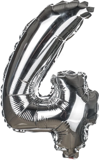 Folienballon Zahl 4, 30 cm – gold oder silber