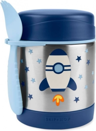 Skip Hop Spark Style Thermobehälter für Essen mit Löffel-Gabel (Spork) Rakete 325 ml