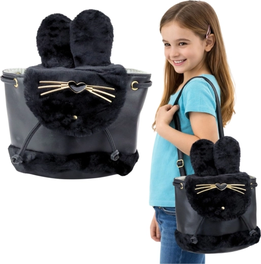 Kinder-Plüschrucksack Hase, schwarz, 4 l