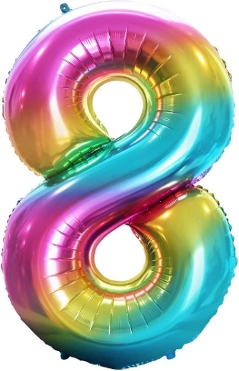 Folienballon Zahl 8 regenbogenfarben 85 cm