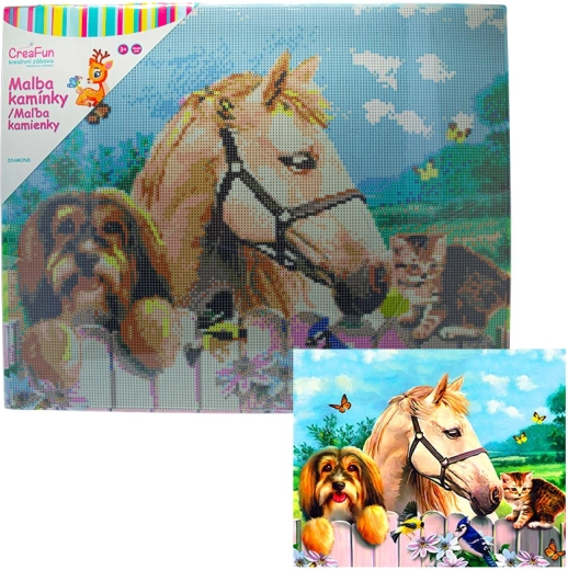 Diamantmalerei – Junge, Hund und Katze 40 × 50 cm