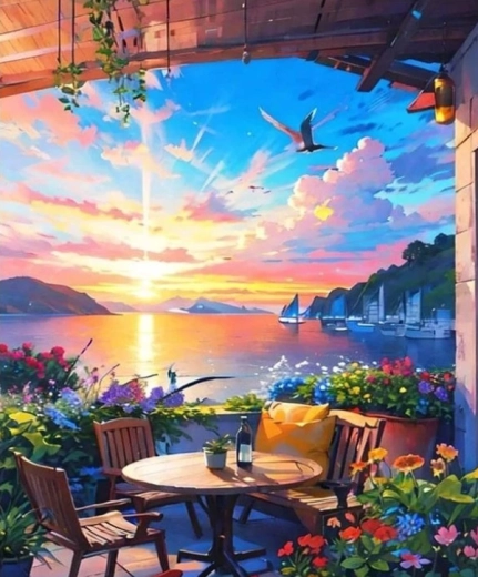 Diamantmalerei Seeufer 30 × 40 cm