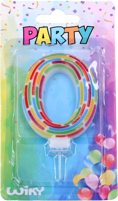 Partykerze Zahl 0 mit Streifen