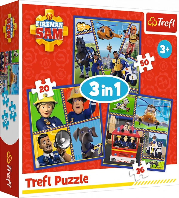 Puzzle 3-in-1 Tag mit Feuerwehrmann Sam