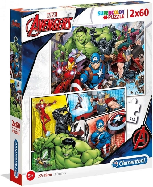Puzzle 2x60 Teile Super Kolor - Avengers