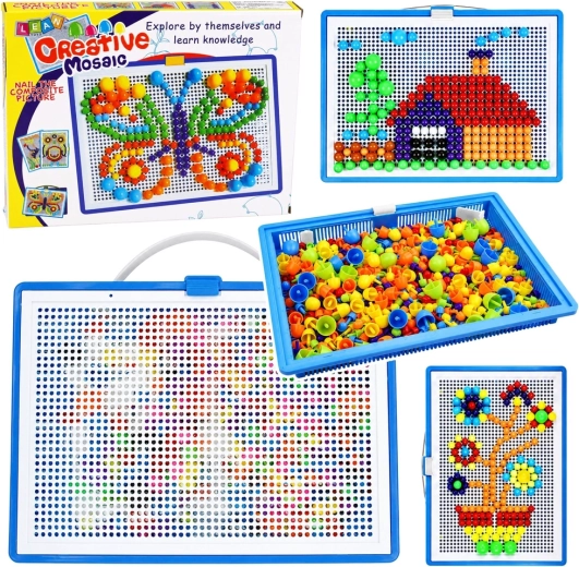 Kreatives Mosaik mit farbigen Steckstiften im Koffer (ca. 300 Teile)