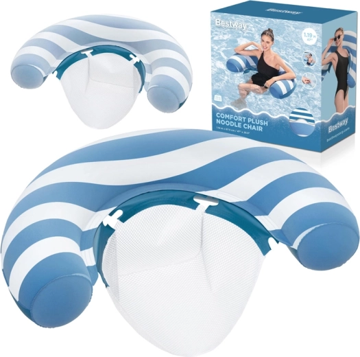 Bestway aufblasbarer schwimmender Sessel mit Mesh-Sitz Comfort Plush, farbwechselnd, 119 × 68 cm