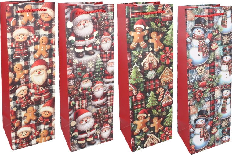 Weihnachtliche Geschenktasche für eine Flasche M 36 × 12 × 10 cm - 1 Stück