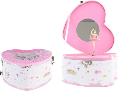 Musik-Schmuckkästchen mit Ballerina – Herz, rosa