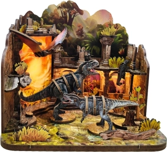 Miniatur-Haus Dinosaurierburg – DIY-Set mit LED-Beleuchtung