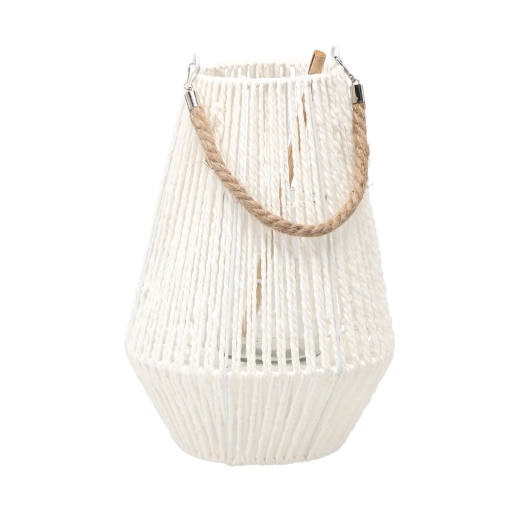 Laterne 35 cm weiß mit Glaseinsatz