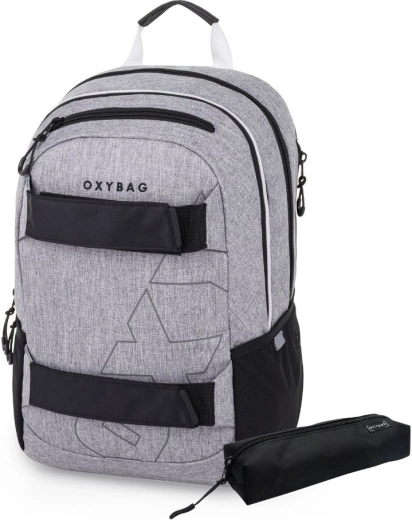 Studentenrucksack und Federmäppchen Oxybag Sport Grey Melange