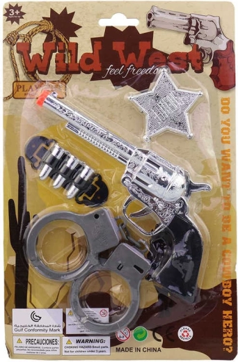Cowboy-Set „Kleiner Sheriff“ mit Pistole, Handschellen und Zubehör