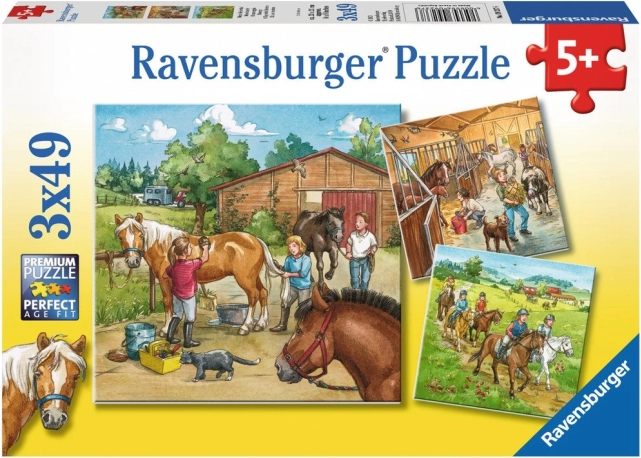 Ravensburger Puzzle Ein Tag bei den Pferden 3×49 Teile