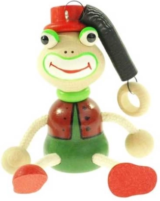 Frosch an Feder – hölzernes Hängespielzeug
