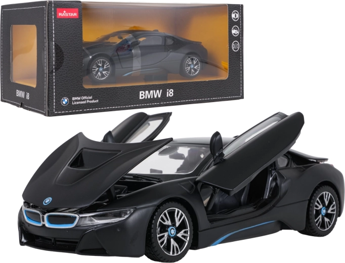 Metallmodell BMW i8 im Maßstab 1:24, schwarz, RASTAR
