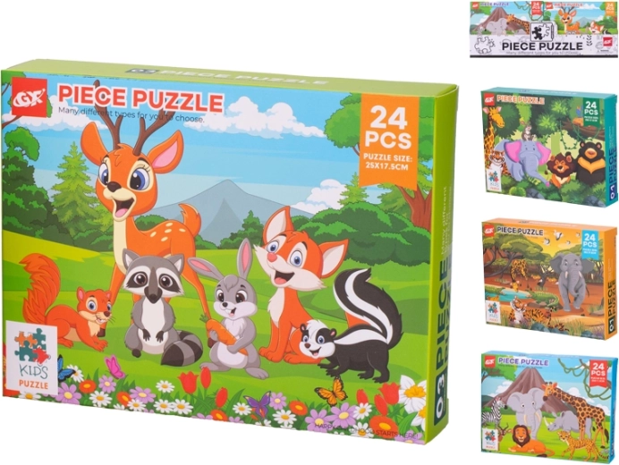 Kinderpuzzle mit Tieren, 24 Teile (25 × 17,5 cm) in Schachtel