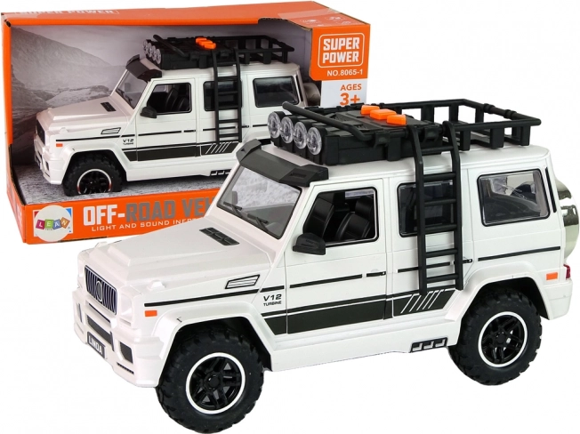 Weißes batteriebetriebenes Geländewagen-Spielzeug mit Licht und Sound