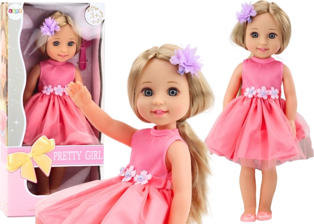 Puppe Langes Haar Rosa Kleid