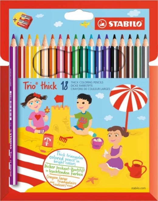STABILO Trio starke Buntstifte Set 18 mit Anspitzer