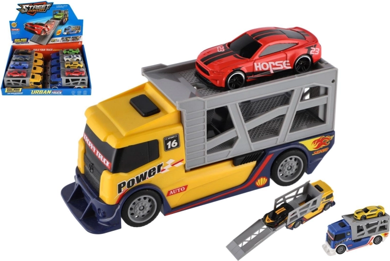 Lastwagen-Transporter mit Sportwagen – 1 Stück