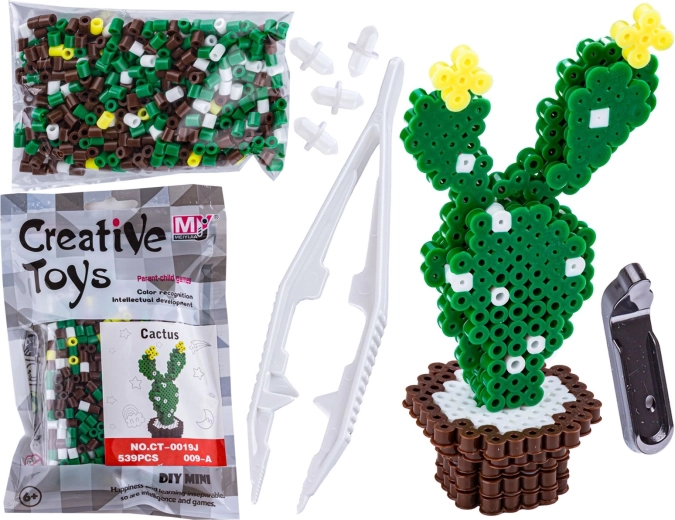 Bügelperlen 3D – Schablone Blume: Kaktus im Blumentopf (Beutel) - 1 Stück