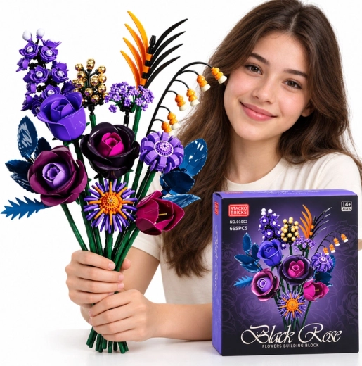 Bausatz für einen Strauß dunkler Rosen Black Rose, 665 Teile
