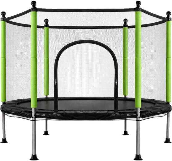 Kindertrampolin mit Sicherheitsnetz und Bällen, 140 cm, grün