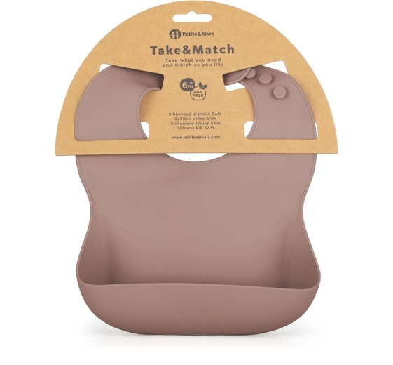 Petite&Mars Silikon-Lätzchen Take&Match Velvet Latte 6M+