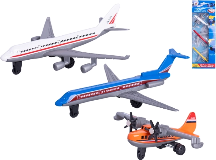 Set aus Metall-Flugzeugmodellen mit Freilauf – 3 Stück