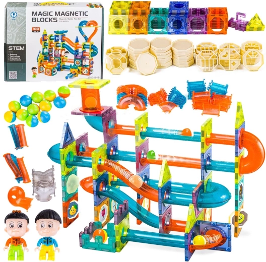 Magnetisches Konstruktionsset mit Kugelbahn – 188 Teile