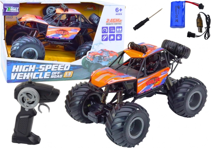 Kinderauto Orange Offroad-RC mit Stoßdämpfern