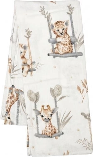 Flanellwindel mit Print New Baby Zoo beige