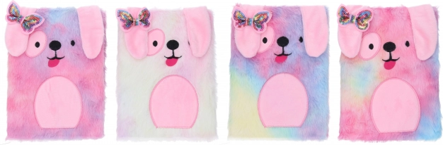 Plüsch-Tagebuch A5 mit Hündchen, liniert, 80 Blatt