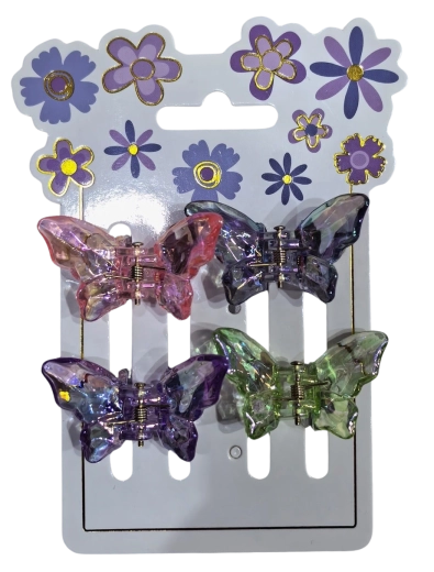 PINK holografische Haarclips Schmetterling – 4 Stk.