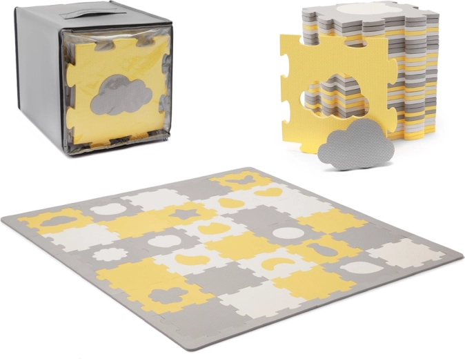 Kinderkraft Schaumstoff-Puzzlematte Luno Shapes, 185 × 165 cm, gelb, 30 Teile