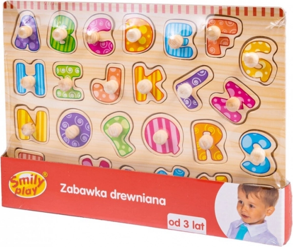 Holzpuzzle Alphabet mit Griffen