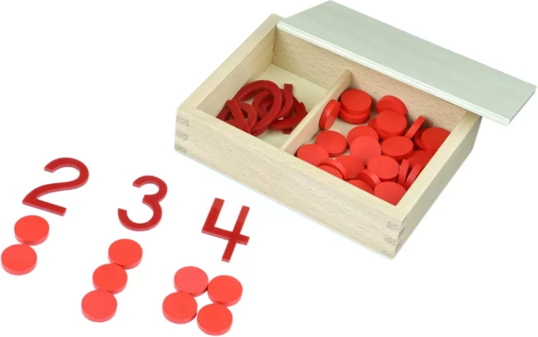 Montessori-Ziffern und Plättchen – gerade und ungerade Zahlen