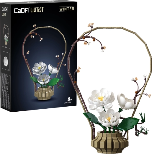 Bausteinset CaDA Floral Art Winter Silence – Blumendekoration 49,6 cm, 1001 Teile