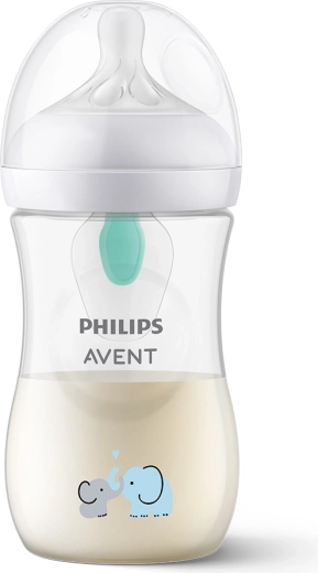 Philips Avent Natural Response Babyflasche mit AirFree‑Ventil 260 ml, ab 1 Monat, Motiv Elefant