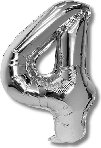 Folienballon Zahl 4 silber 40 cm