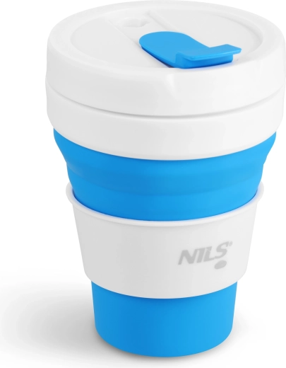 Kollabierbarer Silikon-Reisebecher NILS Camp 475 ml blau
