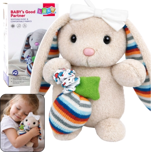 Weiches Plüschhäschen mit Spieluhr – beigefarbener, kuscheliger Schmusefreund für Babys