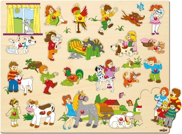 Woody Holz-Steckpuzzle mit Griffen, 21 Teile