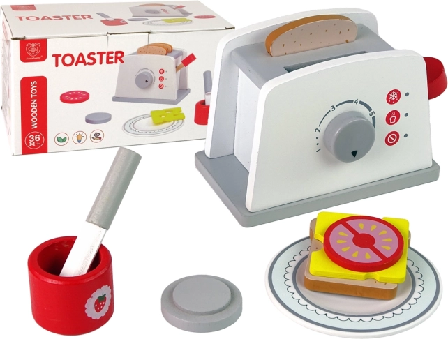 Holztoaster für Kinder mit Frühstückszubehör